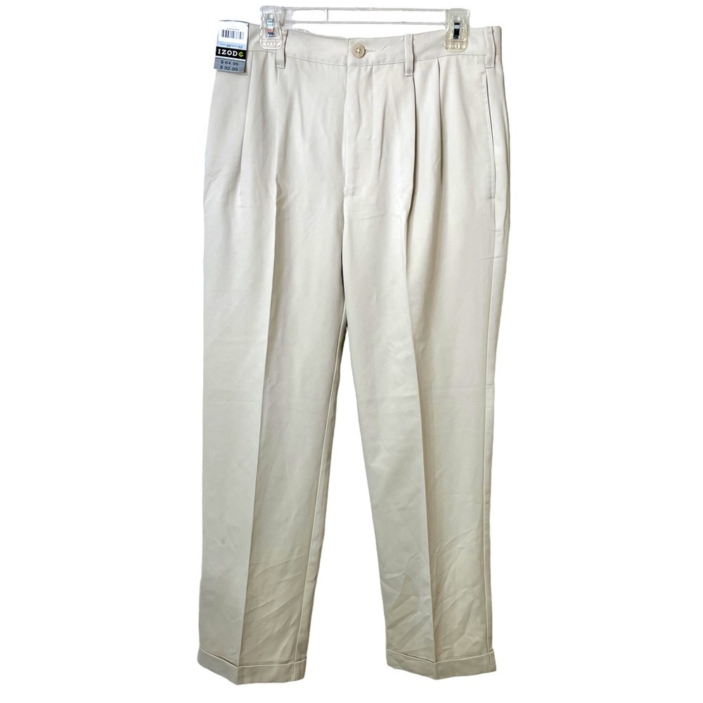 NEW IZOD MENS SLACKS SIZE 32X32 A POLY. BLEND W/CUFFS AND PLEATS☑️